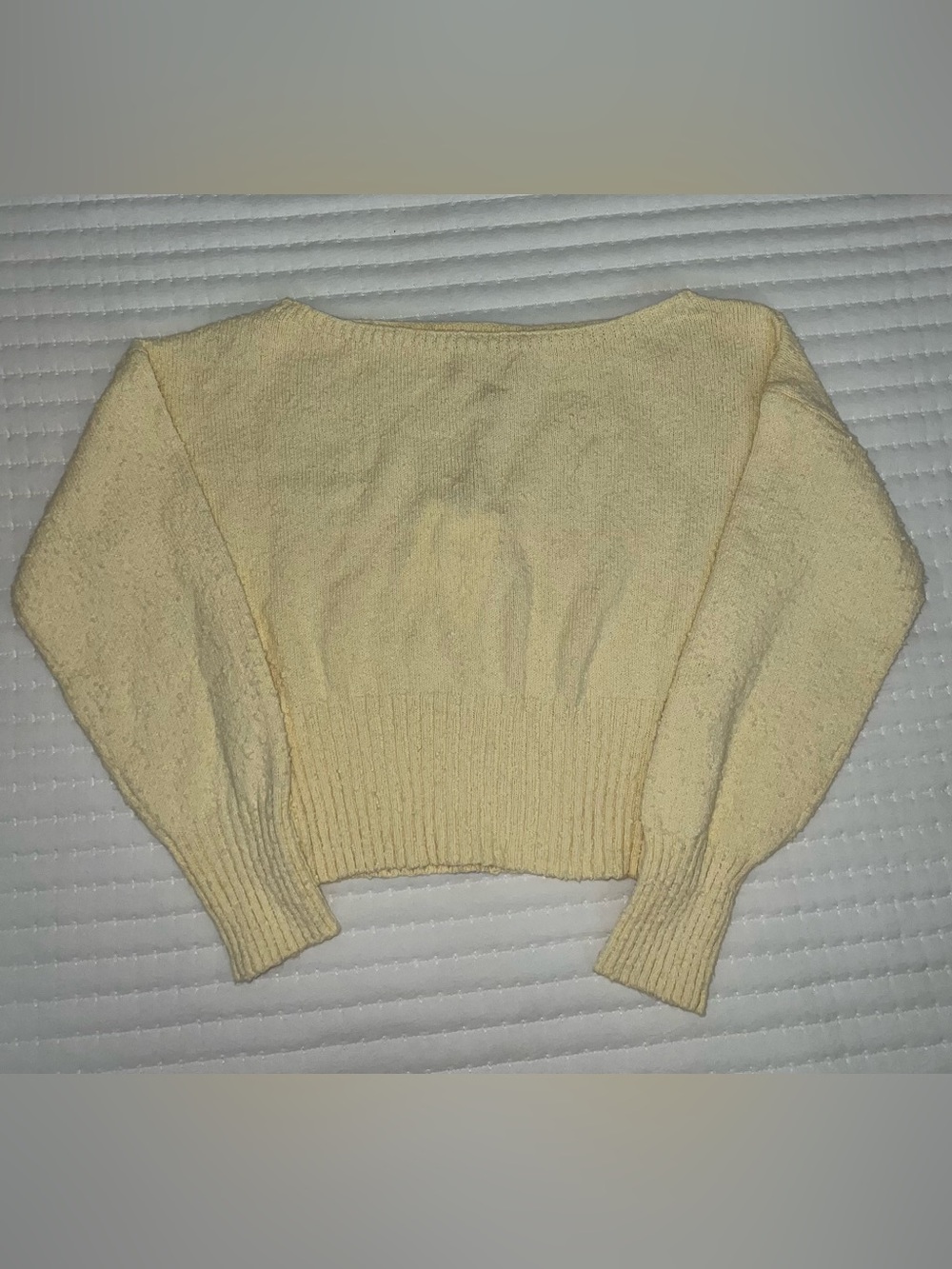 Pink Rose Pale Yellow Scoop Neck Knit Sweater